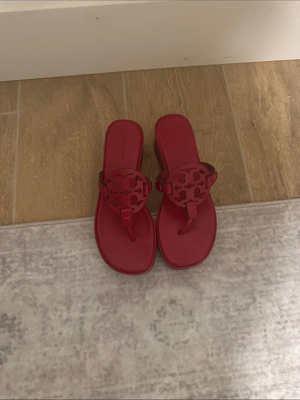 Tory Burch Red Logo Thong Sandals